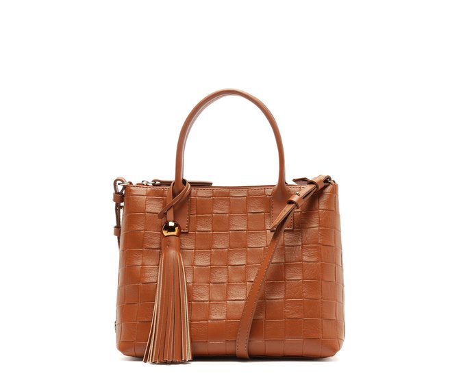 Bolsa Tote Média Tramada Marrom