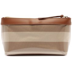 Necessaire Média Listras Vinil Bege