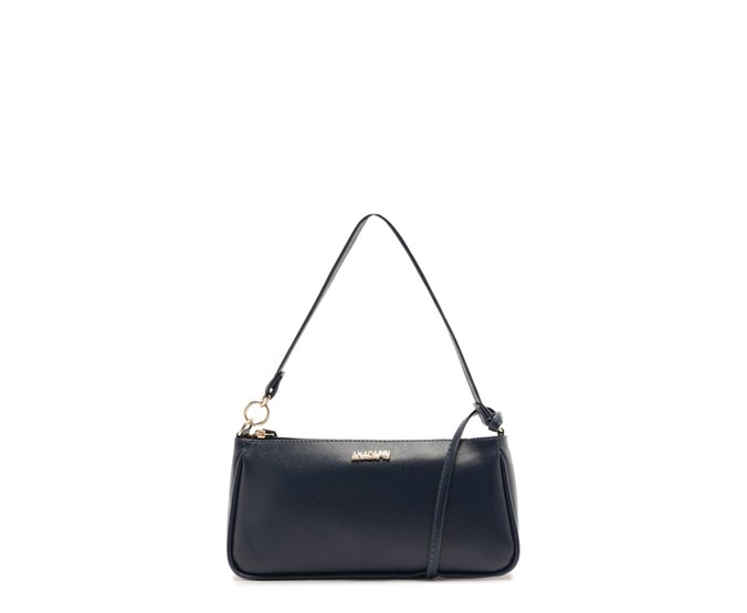 Bolsa Tiracolo Pequena Detalhe Metal Azul