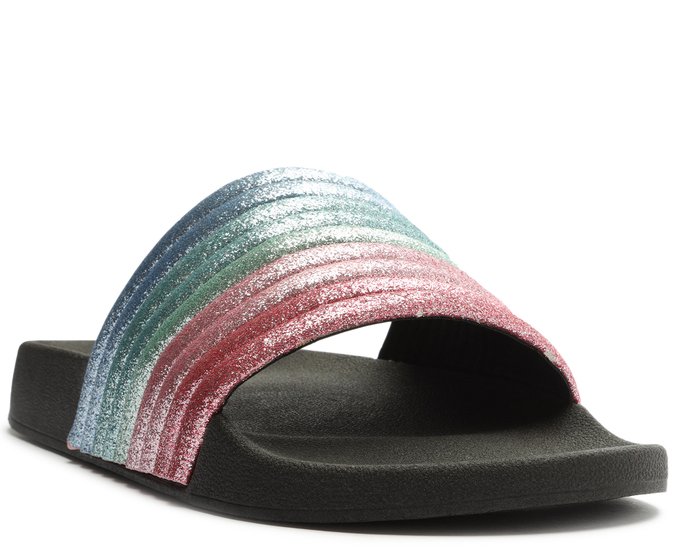 Sandália Papete Tira Glitter Multicolor