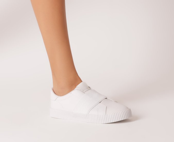 Tênis Slip On Elástico Branco