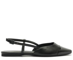 Sapatilha Slingback Ponta Preta Verniz Anzelli Preta