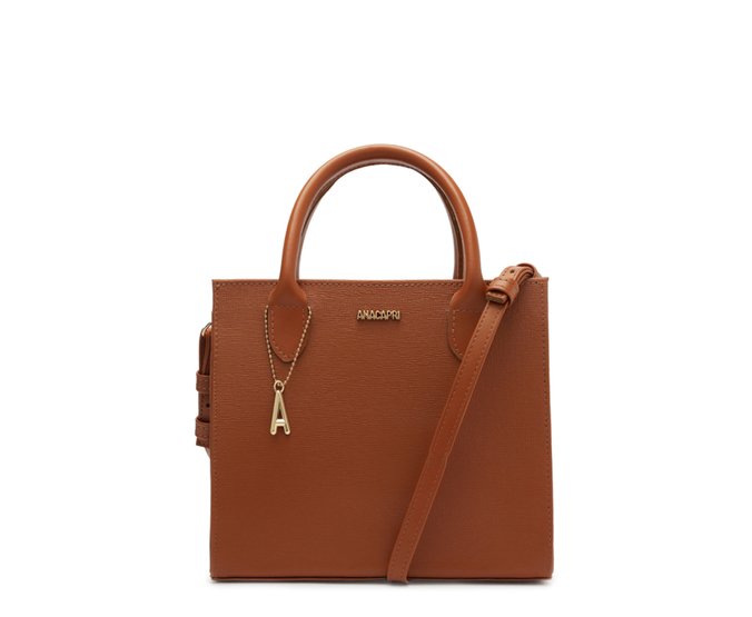 Bolsa Tote Média Pingente Anacapri Preta Marrom