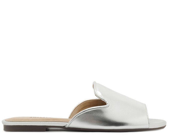 Rasteira Peep Toe Prateada
