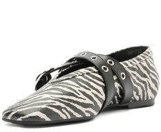 Sapatilha Tira Dupla Fivelas Megan Animal Print Zebra