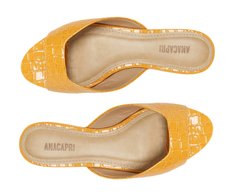 Rasteira Amarela Croco Aberta