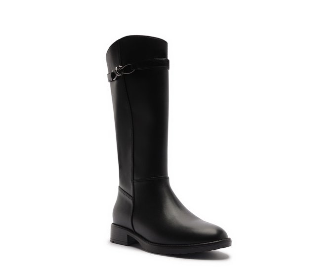 Bota Cano Alto Detalhe Metal Orgânico Preta