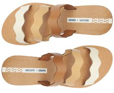 Rasteira Tiras Ondas Sundown Couro Marrom
