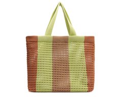 Bolsa Shopping Grande Crochê Marrom e Verde