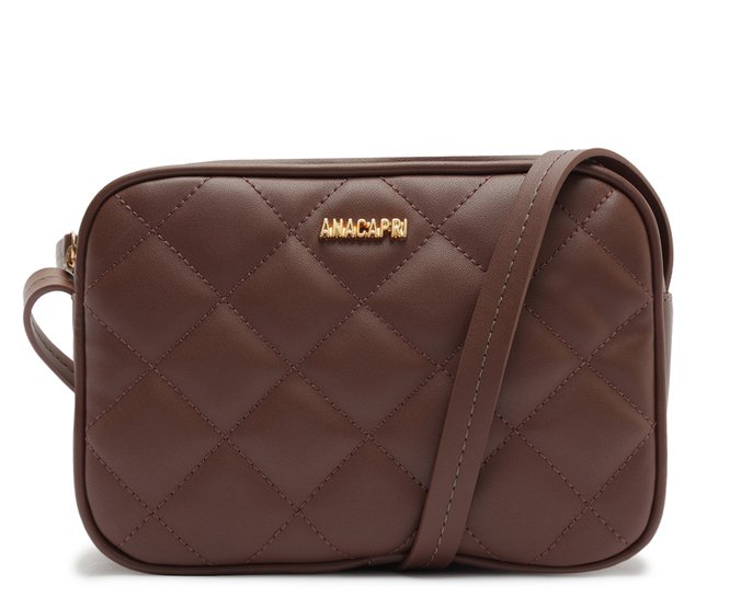 Bolsa Tiracolo Média Matelassê Alça Fina Marrom