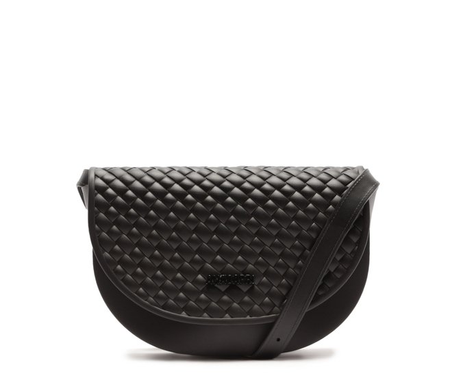 Bolsa Tiracolo Pequena Entrelaçada Preta