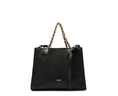 Bolsa Tote Média Alça Acorrentada Preta
