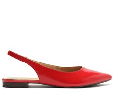 Sapatilha Slingback Bico Fino Verniz Vermelha