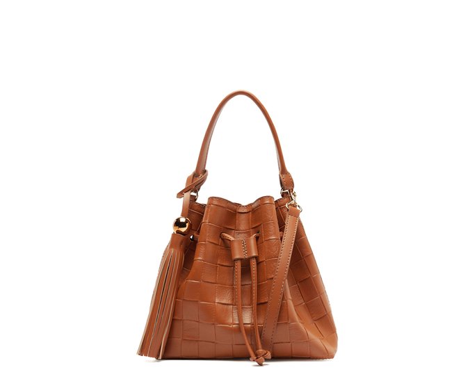 Bolsa Tiracolo Média Tramada Marrom