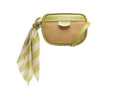 Bolsa Tiracolo Média Raffia Com Lenço Verde