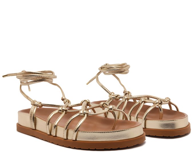 Sandália Papete Anacapri Gladiadora Amarração - Dourada - 37