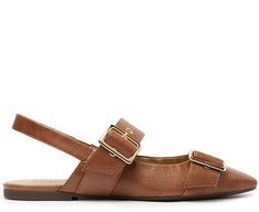 Sapatilha Slingback Tiras Fivela Marrom