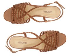 Sandália Fisherman Salto Bloco Trançada Marrom Canela