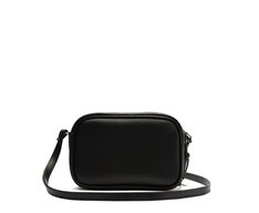 Bolsa Tiracolo Pequena Costura Ornamental Preta