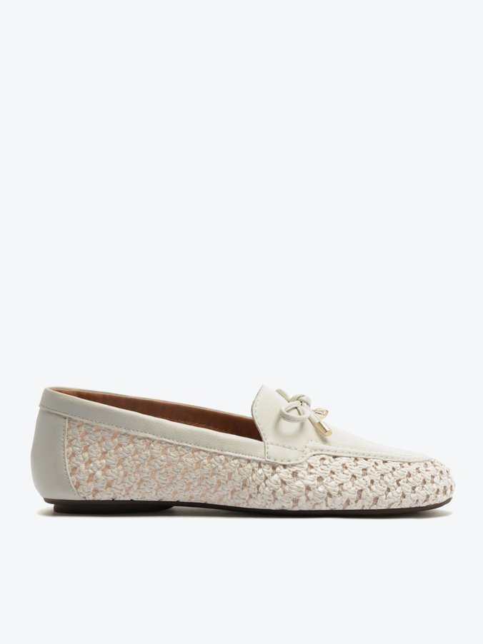 Mocassim Laço Tela Branco