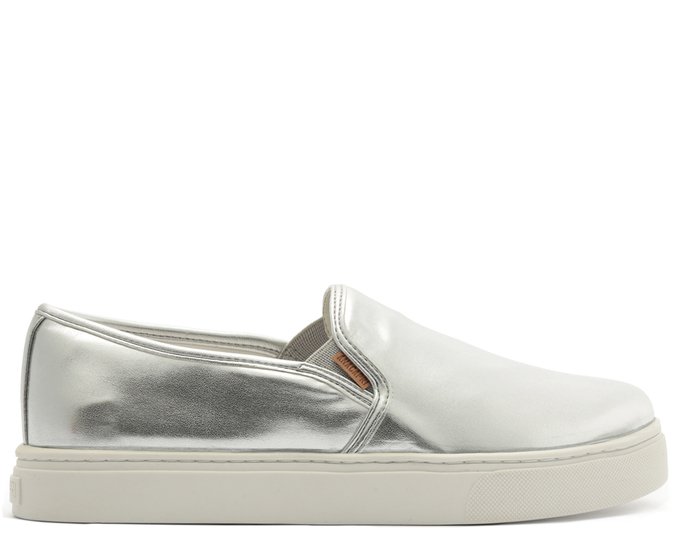 Tênis Slip On Sola Alta Liso Prata
