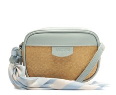 Bolsa Tiracolo Média Raffia Com Lenço Azul