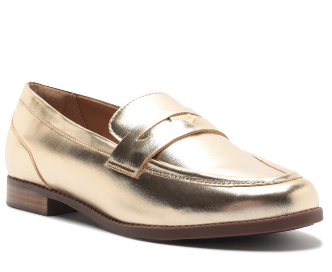 Mocassim Bridão Minimalista Dourado