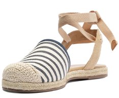 Sandália Espadrille Amarração Natural Branca e Azul