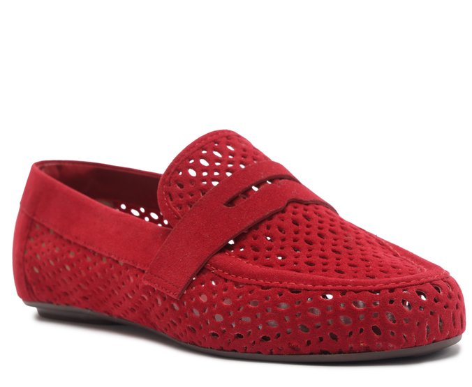 Mocassim Acamurçado Vazado Vermelho