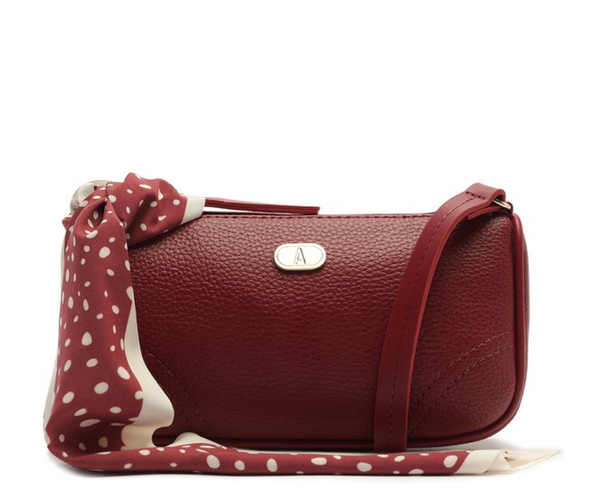 Bolsa Tiracolo Média Lenço Pontilhado Vermelha