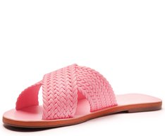 Rasteira Tiras Cruzadas Trançada Monocolor Colorvibes Rosa