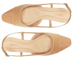 Sapatilha Slingback Ponta Verniz bege