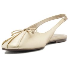 Sapatilha Slingback Laço Biqueira Dourada