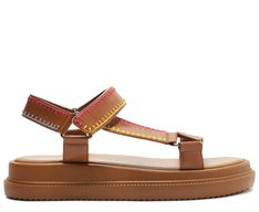 Papete Plataforma Diana Pespontos Multicolor Marrom