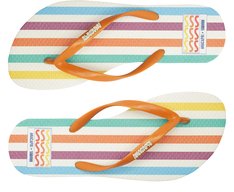 Chinelo de Dedo Listras Sundown Branco e Multicolor