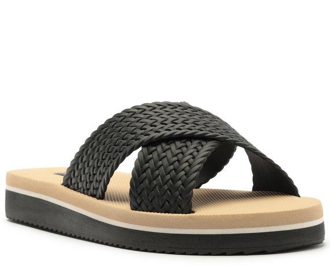 Chinelo Tiras Cruzadas Pop Flatform Preta