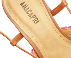 Sandália Marrom e Multicolorida Tressê Salto Bloco