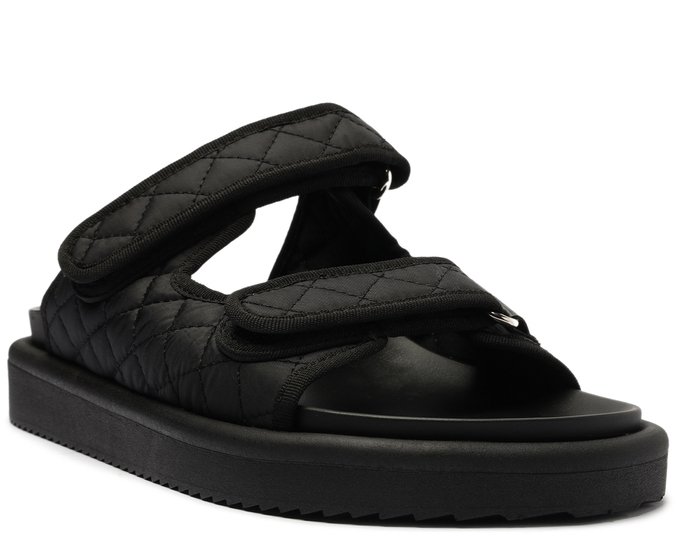 Sandália Papete Velcro Nylon Preta
