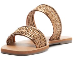 Rasteira Tiras Tramado Bronze