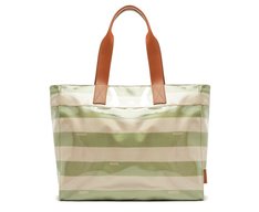 Bolsa Shopping Grande Listras Vinil Verde