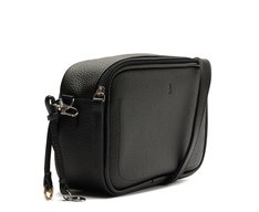 Bolsa Tiracolo Pequena Costura Ornamental Preta