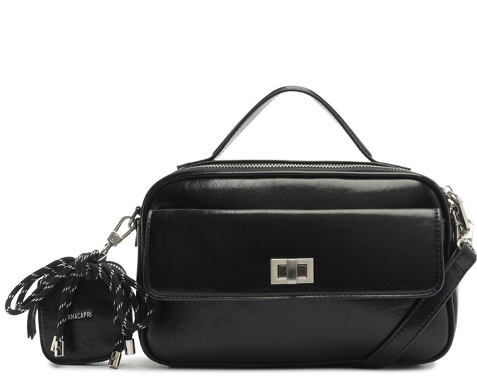 Bolsa Tiracolo Média Bag Charm Atacador Preta