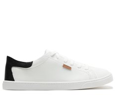Tênis de Amarrar Branco e Preto Slim