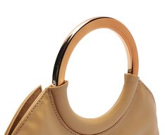 Bolsa Tiracolo Pequena Alça Metal Bege