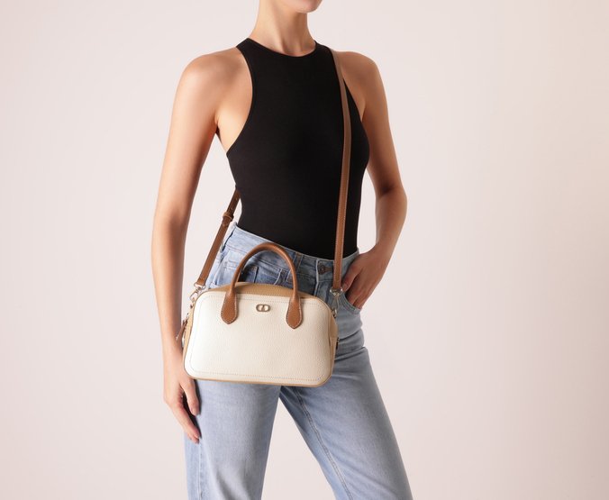 Bolsa Tote Média Costura Bege