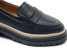 Mocassim Tratorado Azul Detalhe Branco Kiara