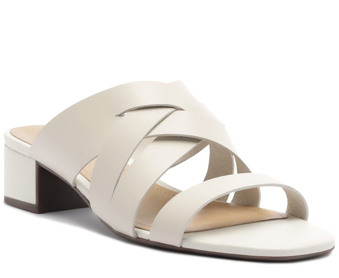 Tamanco Tiras Entrelaçadas Couro Branco