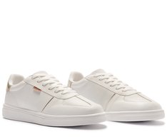 Tênis Detalhe Listra Lateral Branco E Dourado