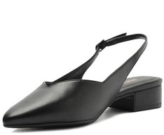 Sapatilha Slingback Salto Bloco Corte Triangular Preta