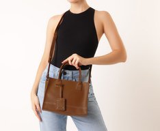 Bolsa Tote Média Pespontos Marrom